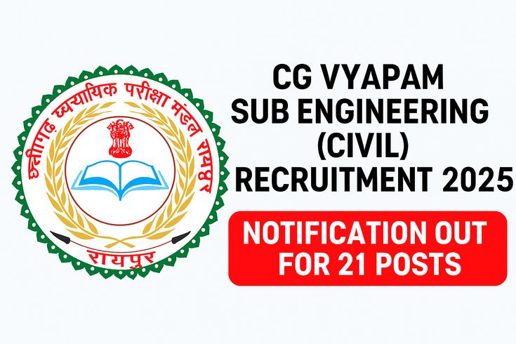 CG Vyapam Sub Engineering (Civil) Recruitment 2025 -Notification Out For 21 Posts